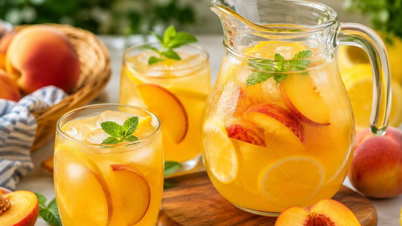 Yazin serinleten ev yapimi icecek seftalili limonata tarifi gKFauZNE